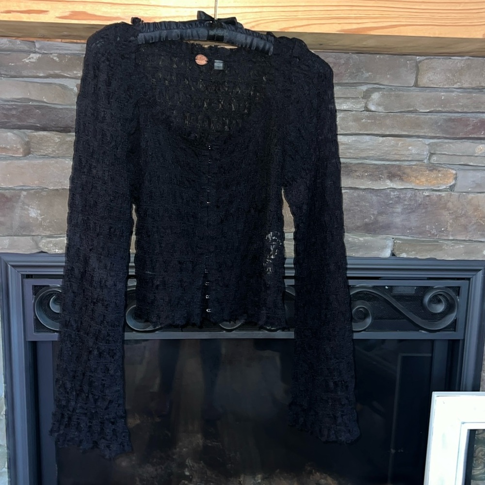 Free People Madison Top in Black Sz Medium - Picture 3 of 13